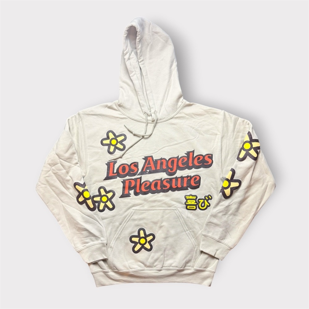 PacSun Los Angeles Pleasure Flower Graphic Hoodie Cream Tan‎ Mens Medium